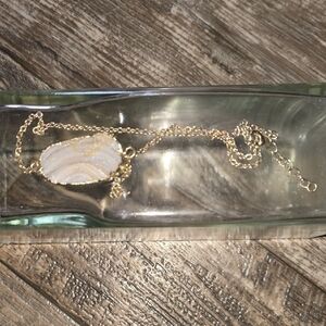 Gold and White Stone Necklace